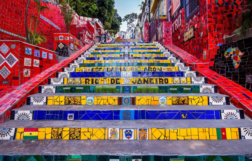 Colorful mosaic steps of Escadaria Selarón in Rio de Janeiro