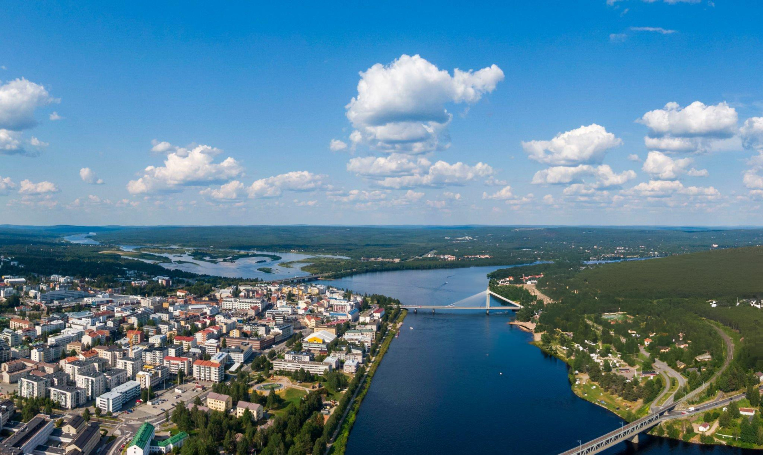 Overall view of Rovaniemi, Finland, featuring lush greenery and scenic landscapes in summer