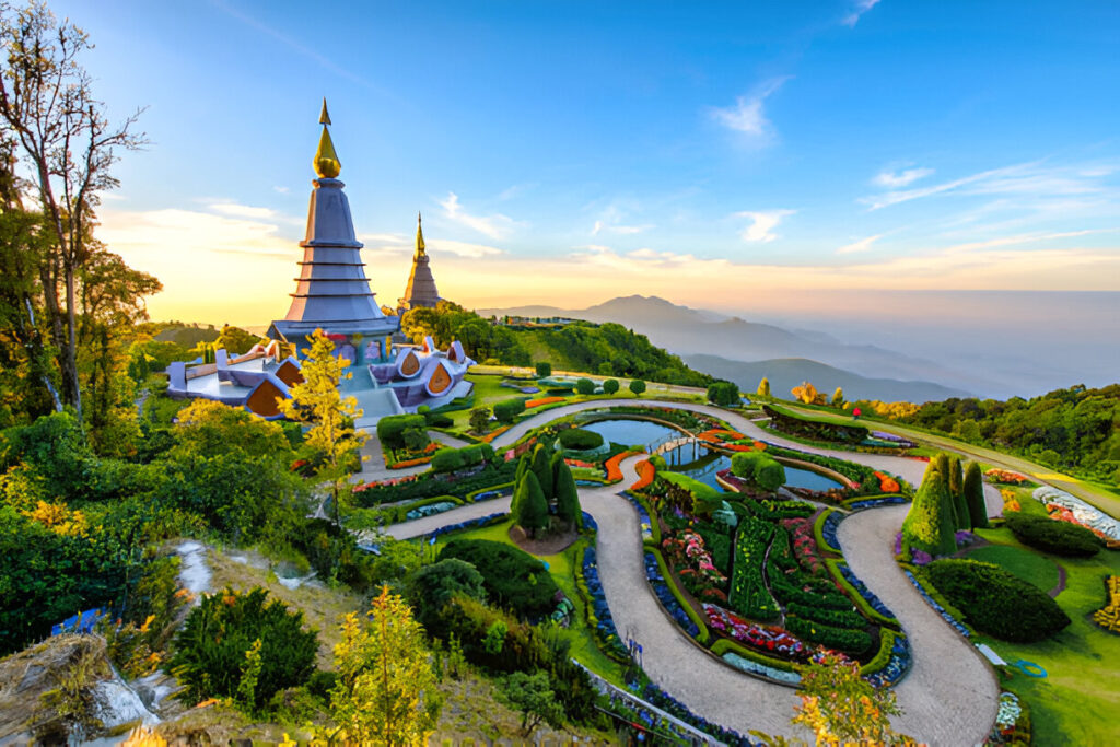 Traditional Thai architecture in Chiang Mai showcasing intricate wooden carvings and ornate decorations