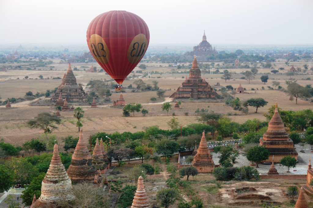 Hot air balloon ride over Bagan City at sunrise