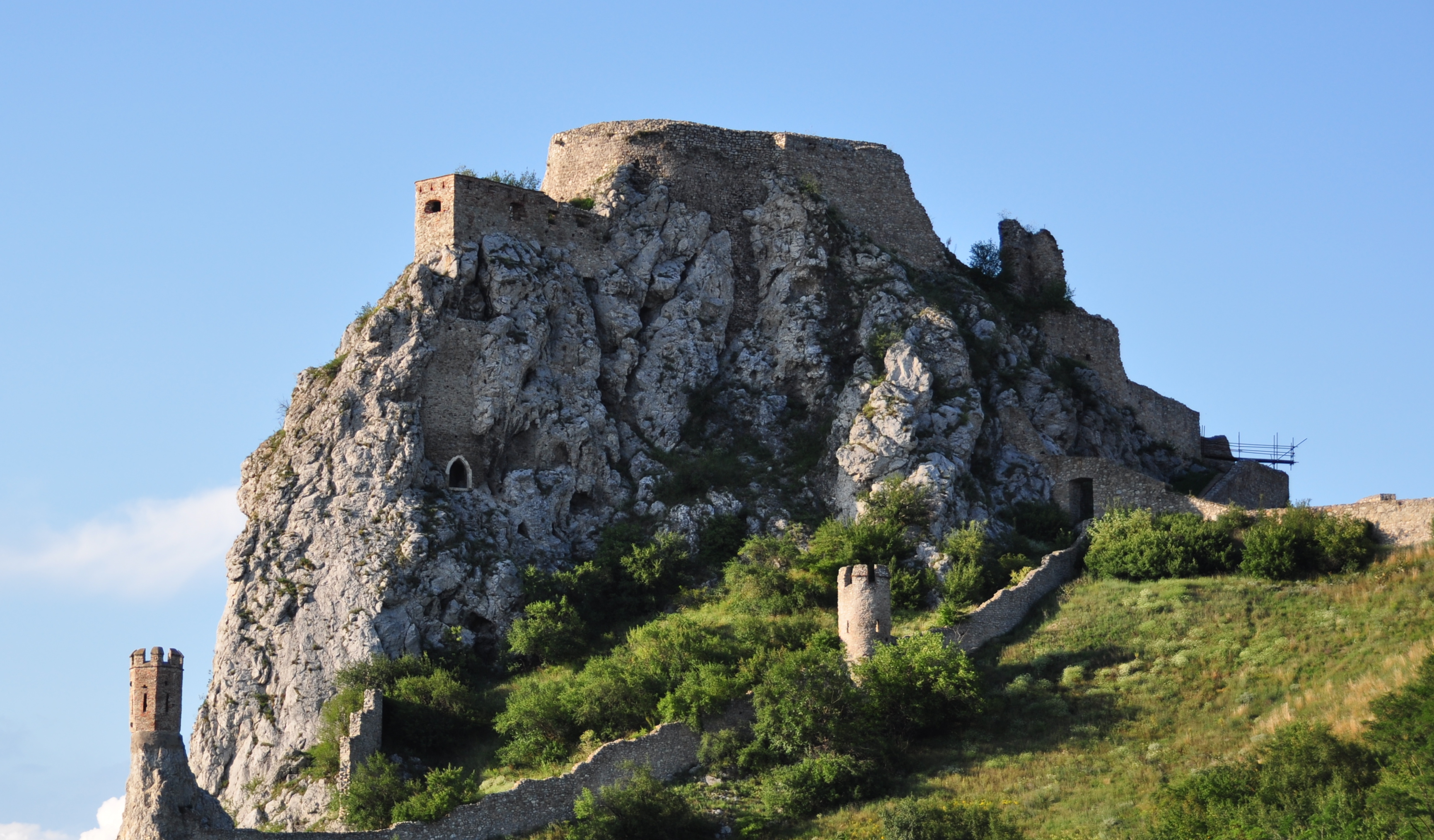 Devín Castle perched on a rocky hill overlooking the Danube River
