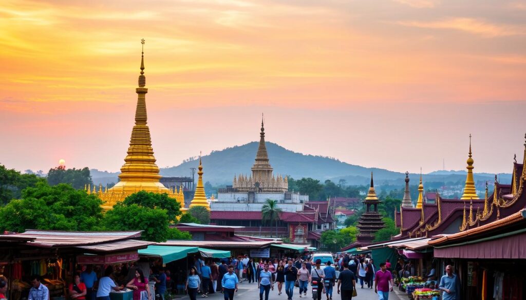 Panoramic view of Mandalay City, Myanmar Title