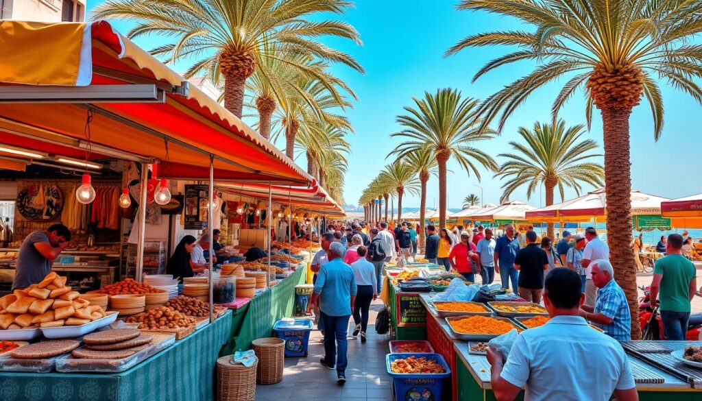 Monastir Cuisine A delicious spread of traditional Monastir cuisine, featuring dishes like couscous, brik, and seafood.
