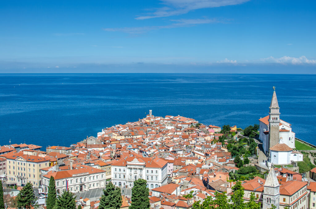 Piran, Slovenia, Viewpoint overlooking the Adriatic Sea
