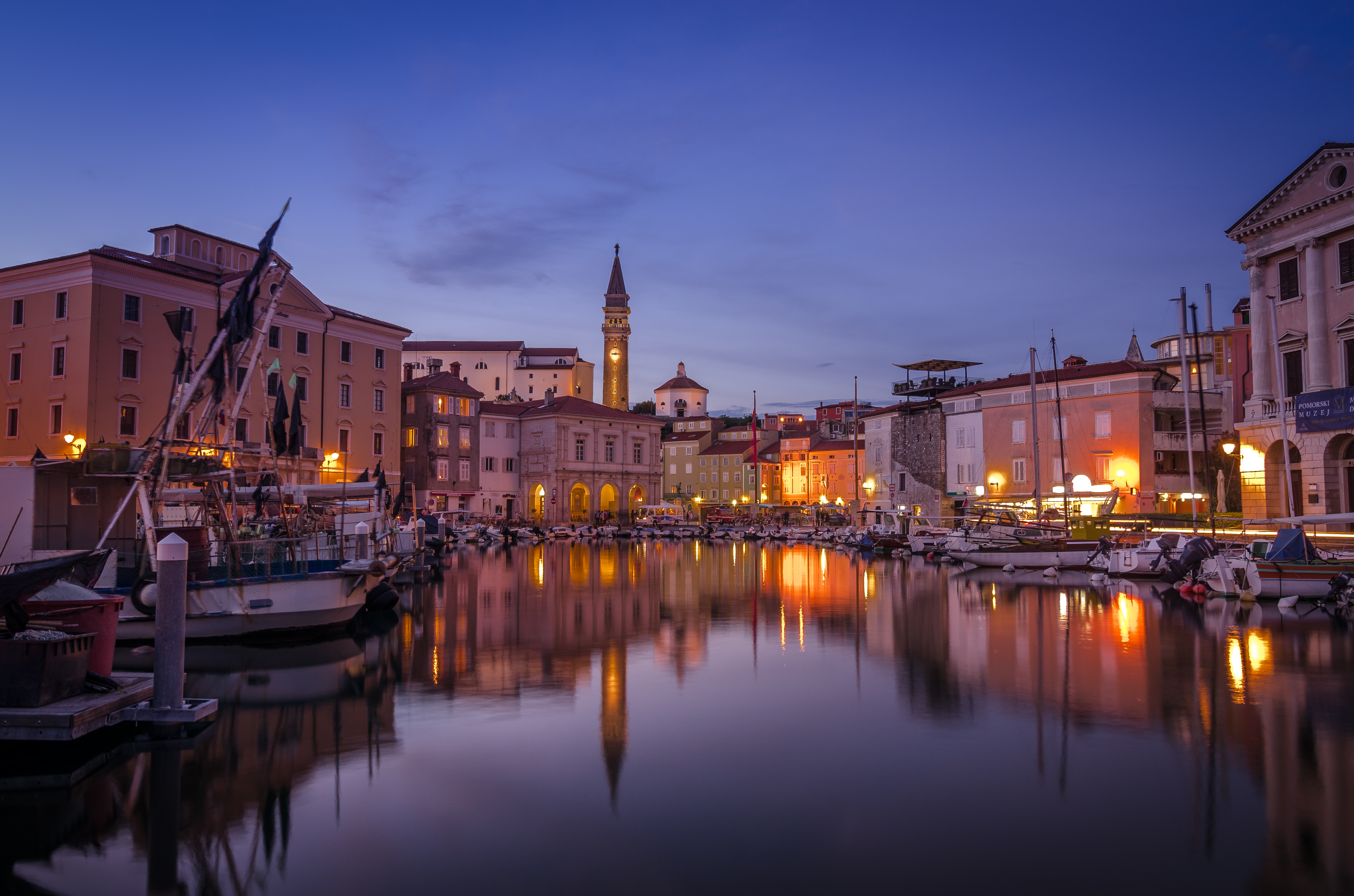 Vibrant nightlife in Piran, Slovenia
