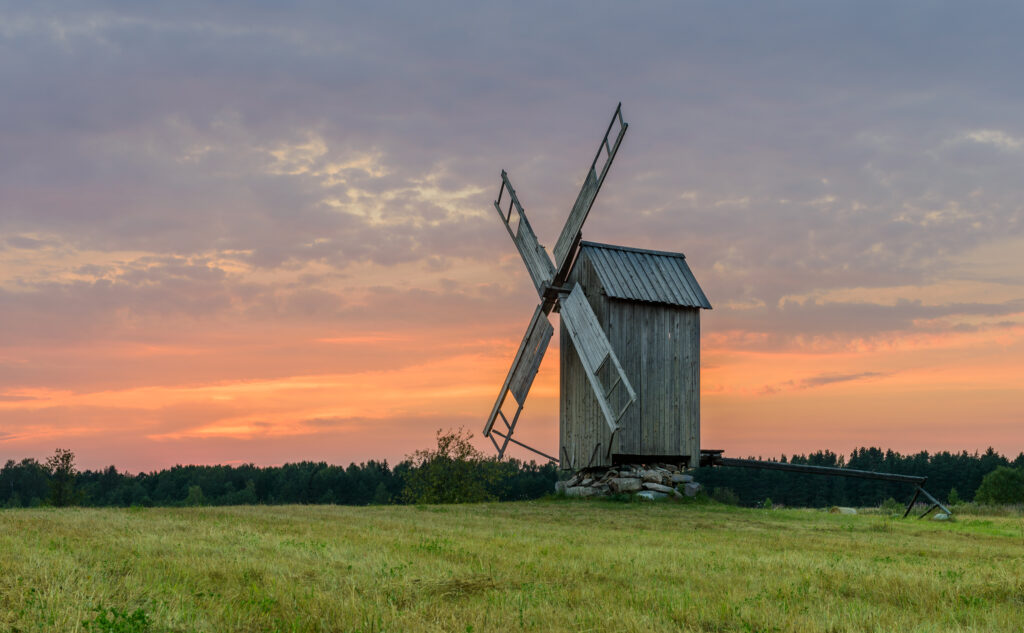 Green grass fields and natural landscapes on Hiiumaa Island, Estonia